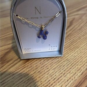 A New Day Gold Necklace with Blue Pendant